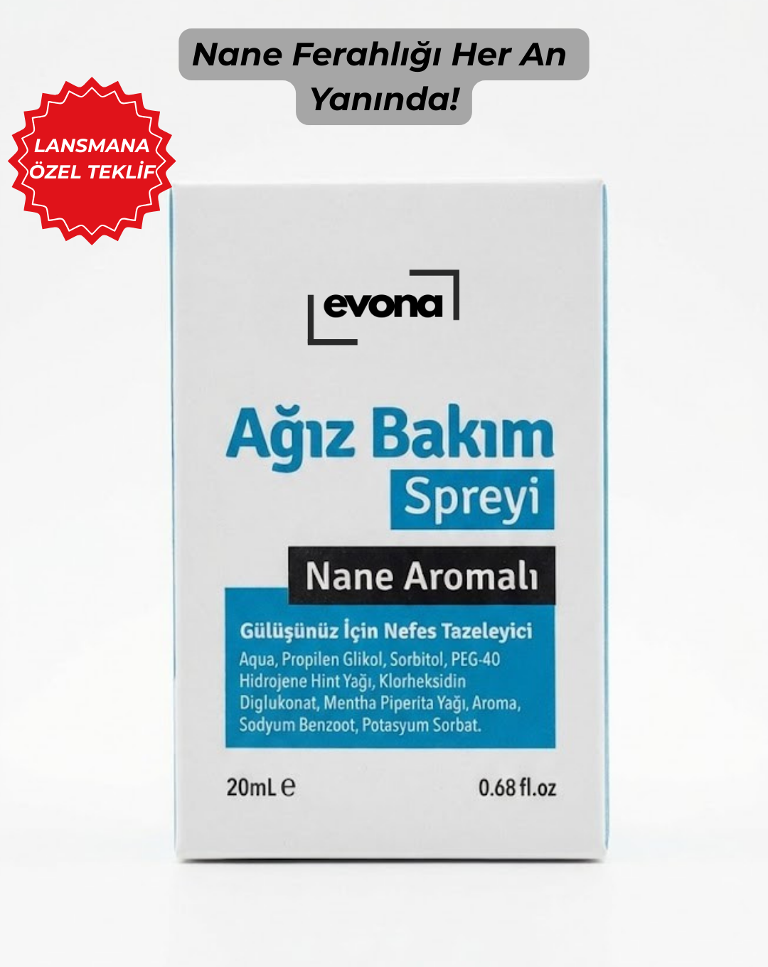 Nane Aromalı Ağız Bakım Spreyi 20 ml - Anında Tazelik